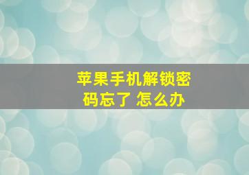 苹果手机解锁密码忘了 怎么办